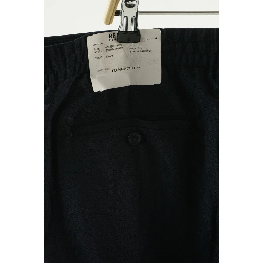 New Kenneth Cole Techni-Cole Men's 42 x 33 Navy Blue Micro‎ Check Suit Pants
